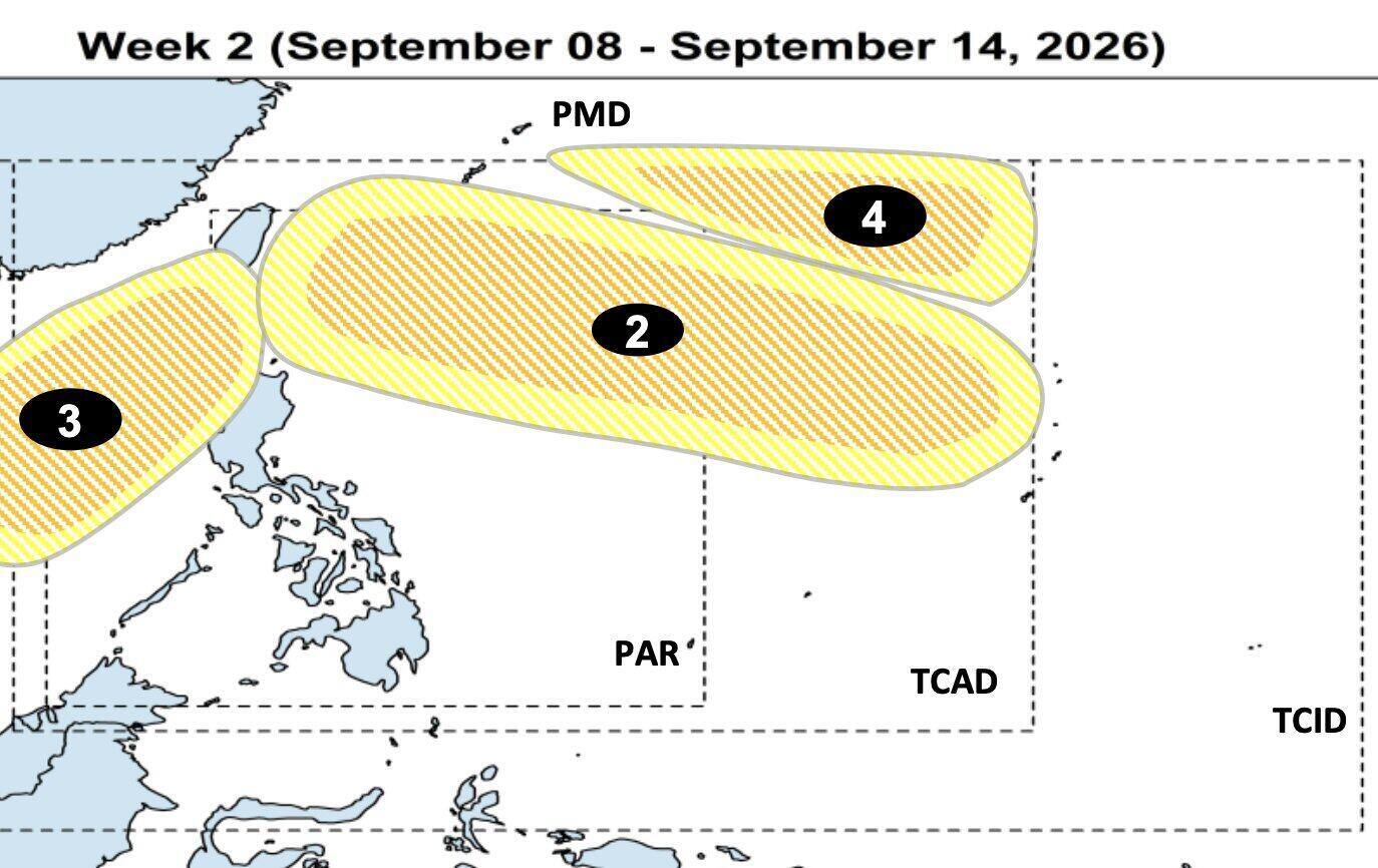 Philippines dự báo khả năng xuất hiện thêm 3 xoáy từ ngày 8-14.9. Ảnh: PAGASA