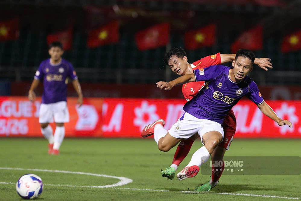 Ho Chi Minh City Police team defeated Hanoi FC 2-1 in round 1 of V.League 2026-2027. Photo: Thanh Vu