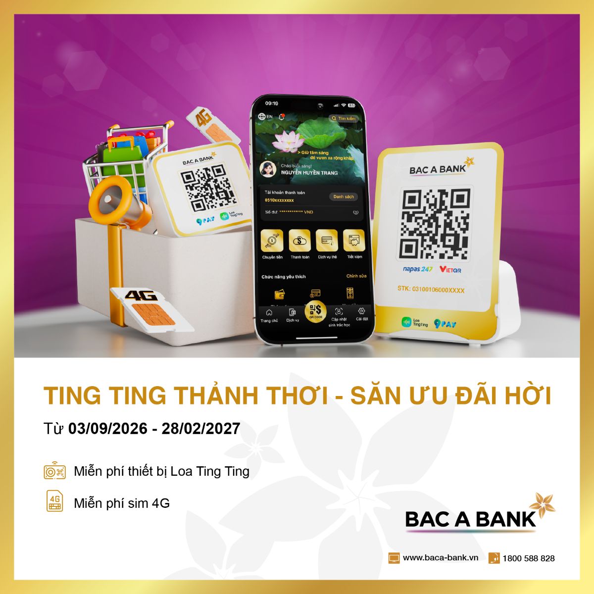 Promotional program - Bac A Bank gives away Speakers and free 4G SIM. Photo: Bac A Bank
