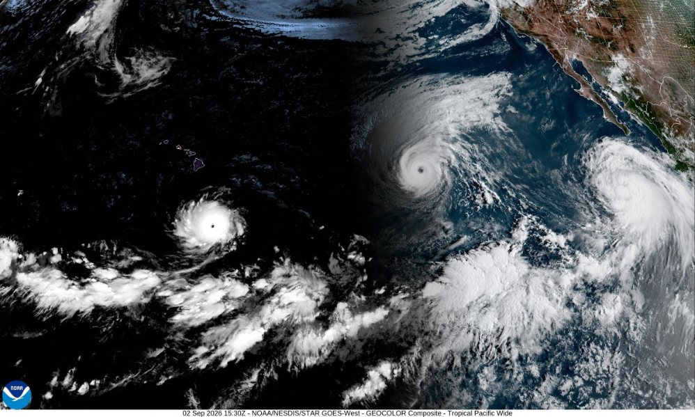 Three storms are raging simultaneously in the Pacific Ocean. Photo: AFP