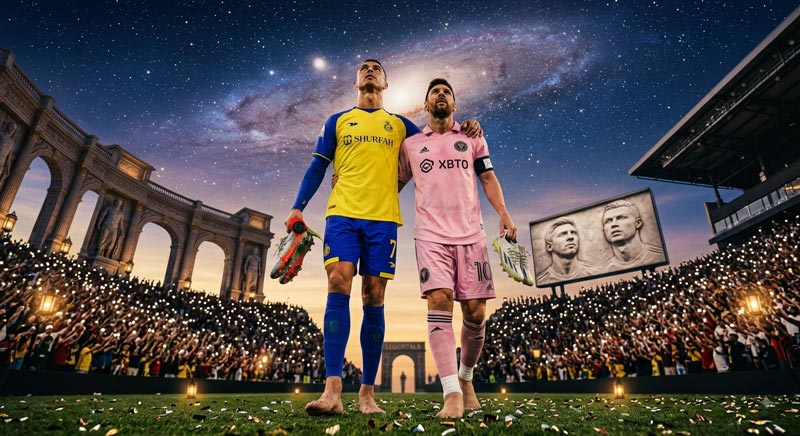 The day the football world says goodbye to Cristiano Ronaldo and Lionel Messi is very near. Photo: AI