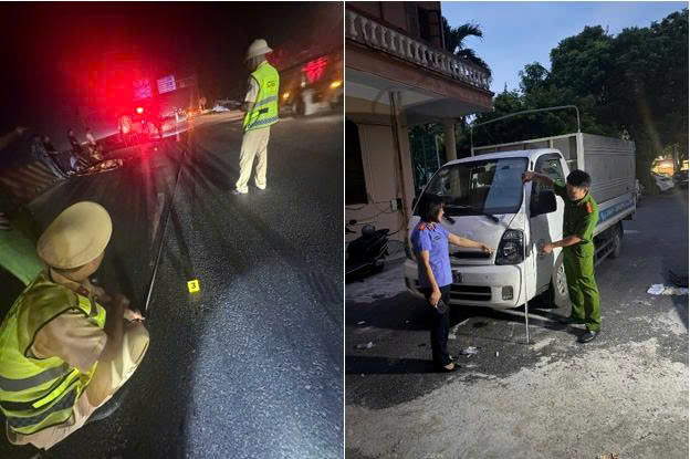 Hiện trường vụ tai nạn và phương tiện được xác định có liên quan. Ảnh: Cơ quan CSĐT Công an tỉnh Hưng Yên