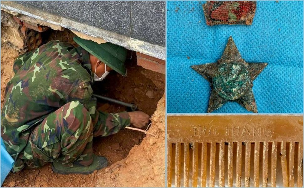 Souvenirs discovered at An Thanh Martyrs' Cemetery, Van Duc commune. Photo: Gia Lai Provincial Military Command