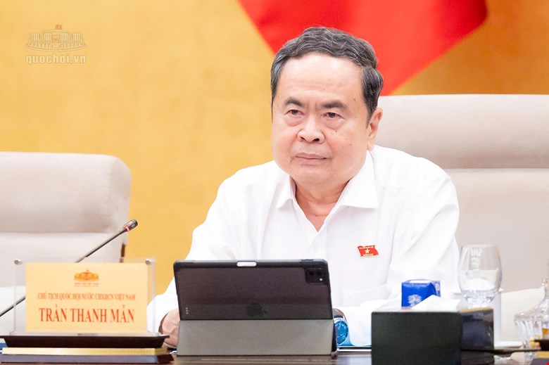Politburo Member, National Assembly Chairman Tran Thanh Man requested the Government to urgently get people's opinions on the draft Land Law (amended) through the VNeID system of the Ministry of Public Security. Photo: Quochoi. vn