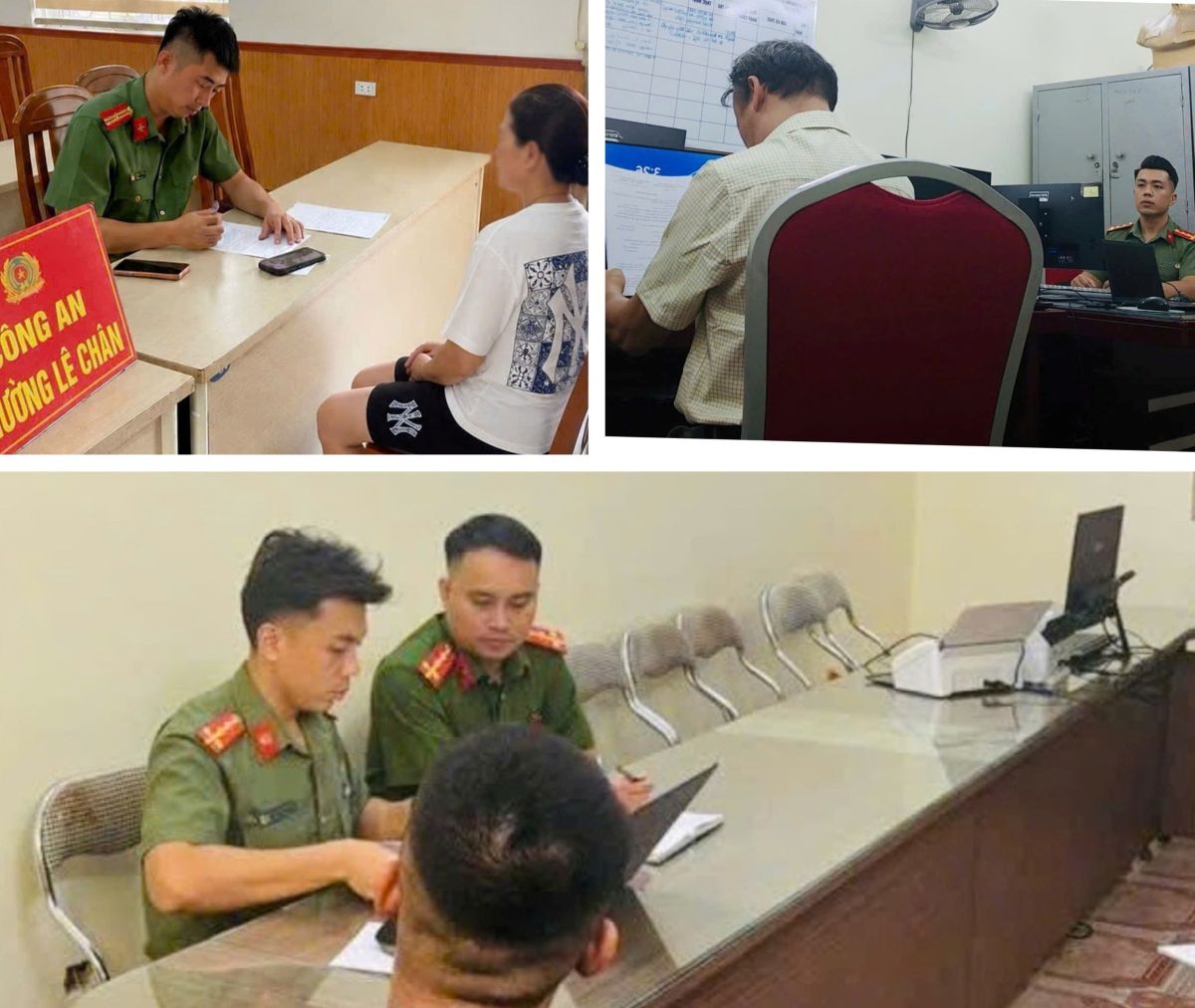 Công an phường Lê Chân tuyên truyền, vận động 3 công dân. Ảnh: Công an TP Hải Phòng