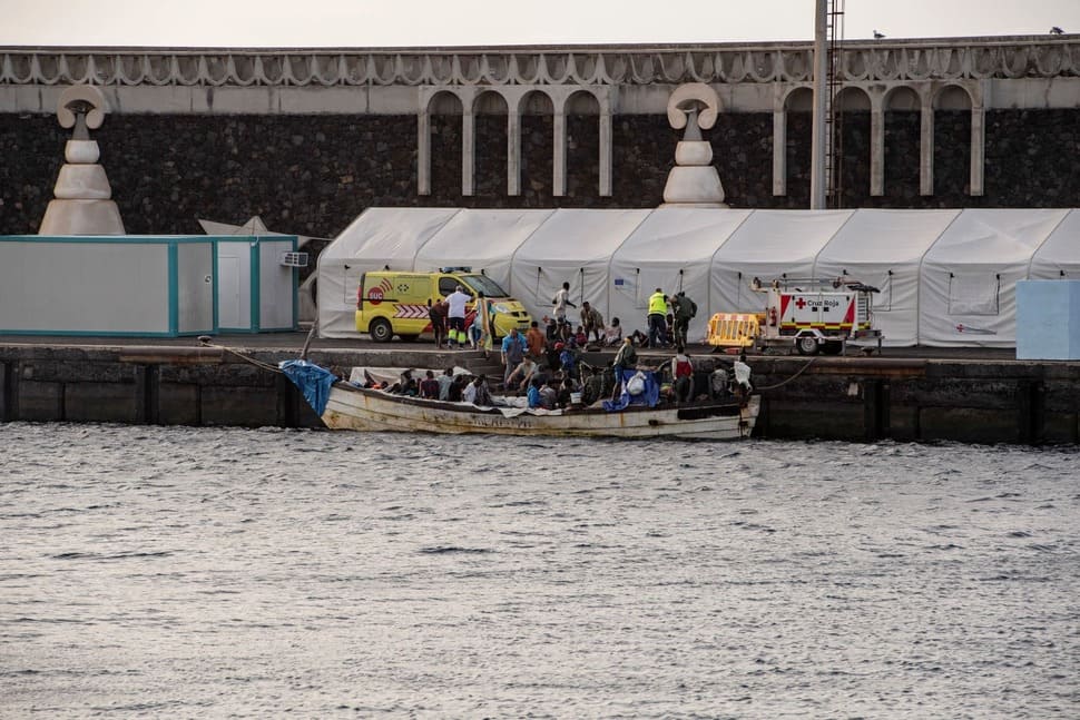 Spain is currently one of the countries receiving the largest number of migrants into the EU. Pictured is a boat carrying migrants docking at the Canary Islands in 2024. Photo: AFP