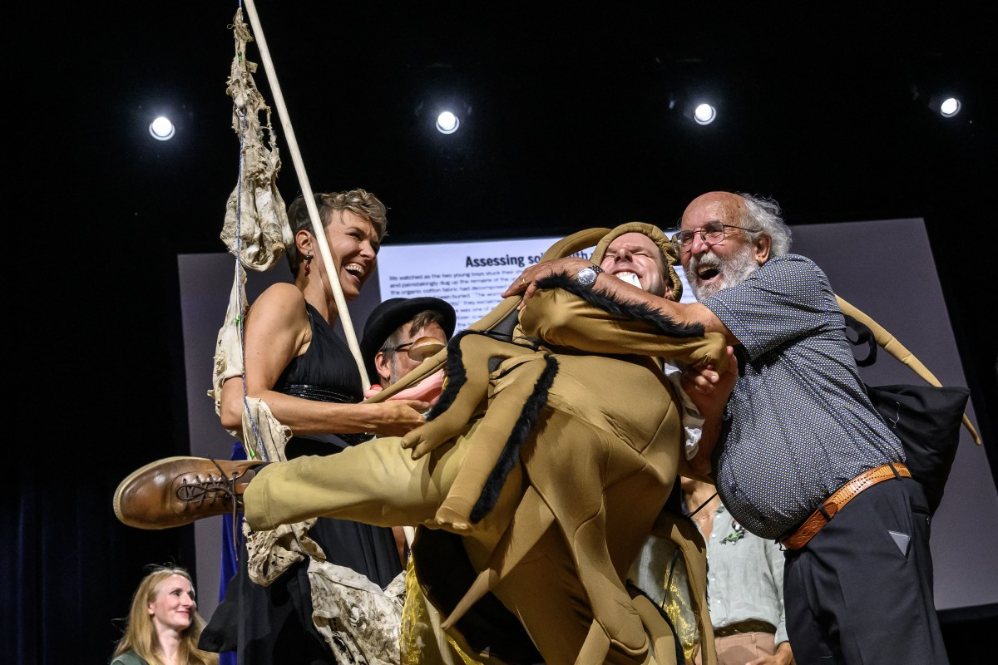 Award-winning research groups celebrate at the Ig Nobel Prize ceremony on September 3. Photo: AFP