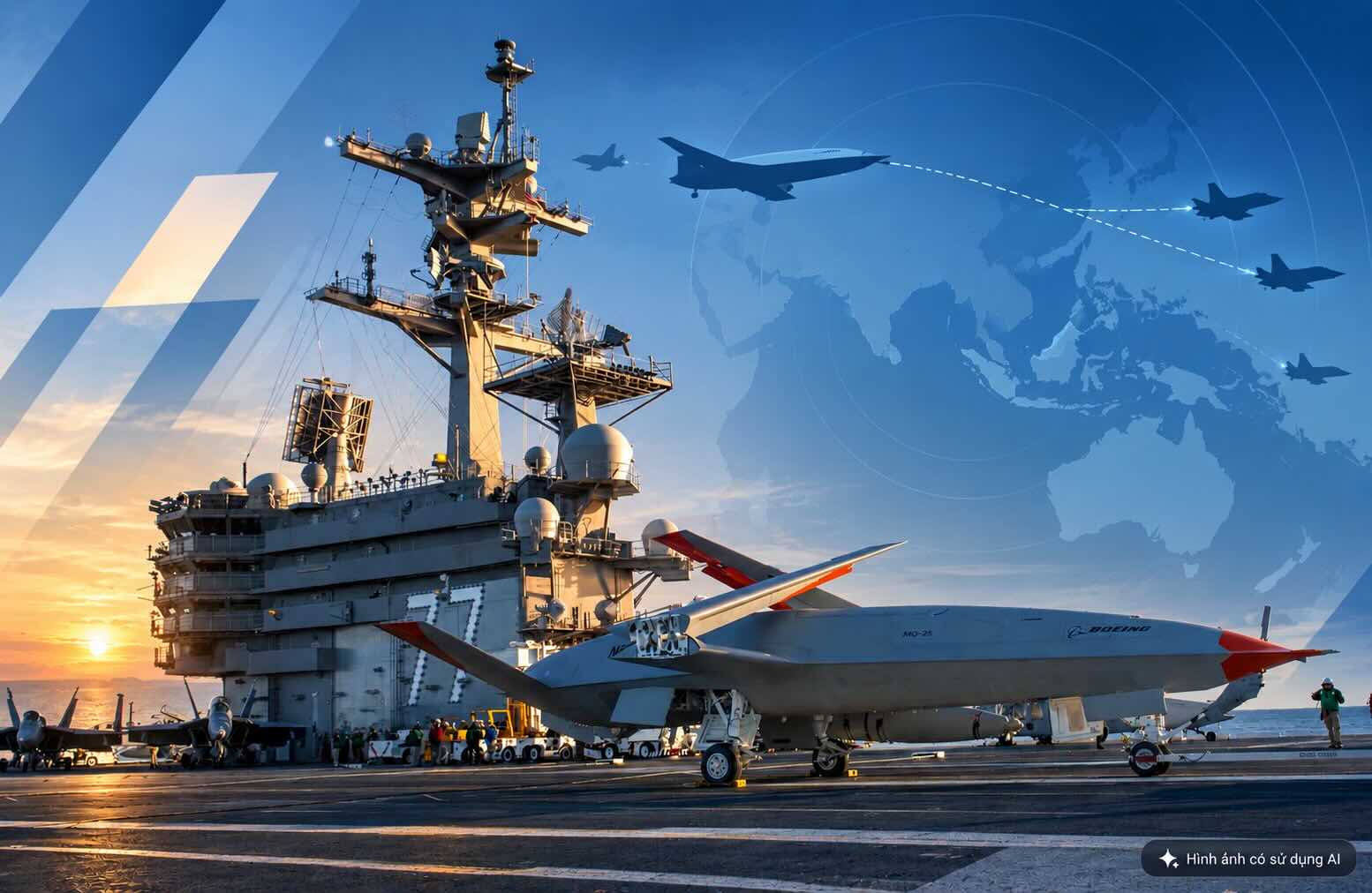 US considers bringing MQ-25 unmanned refueling aircraft to land. Graphics: Hao Thien