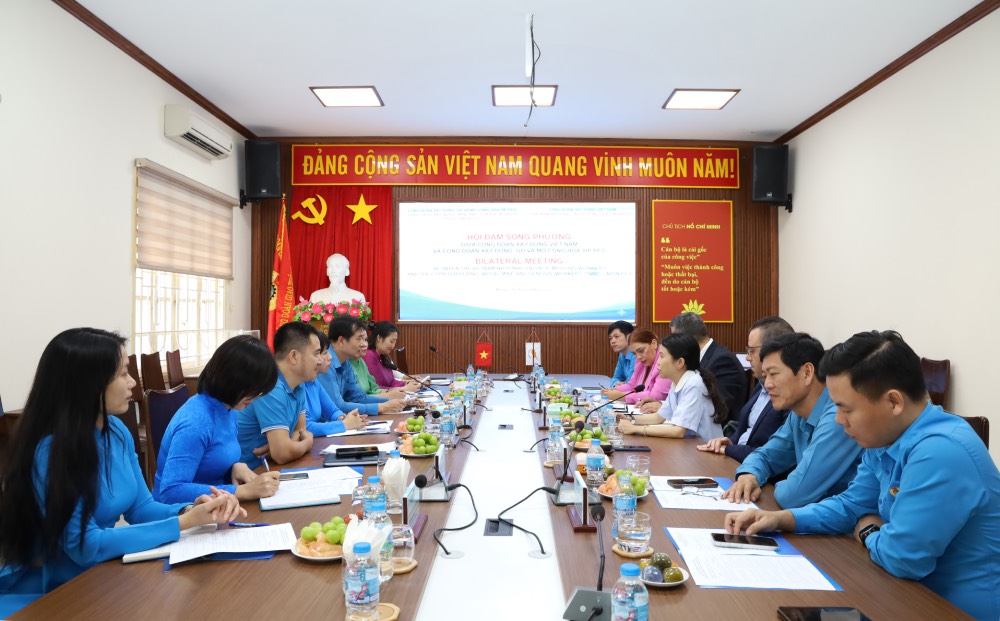 Overview of the seminar between the Vietnam Construction Trade Union and the Construction, Wood and Mining Trade Union of the Republic of Cyprus PEO. Photo: Vietnam Construction Trade Union