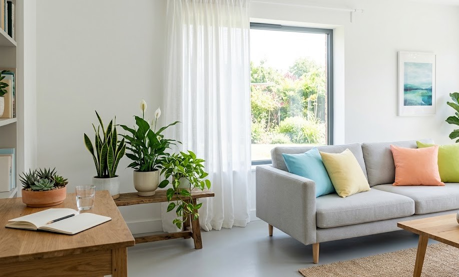 Using bright colors in interior decoration is a solution to help the living space become airy. Photo supported by AI