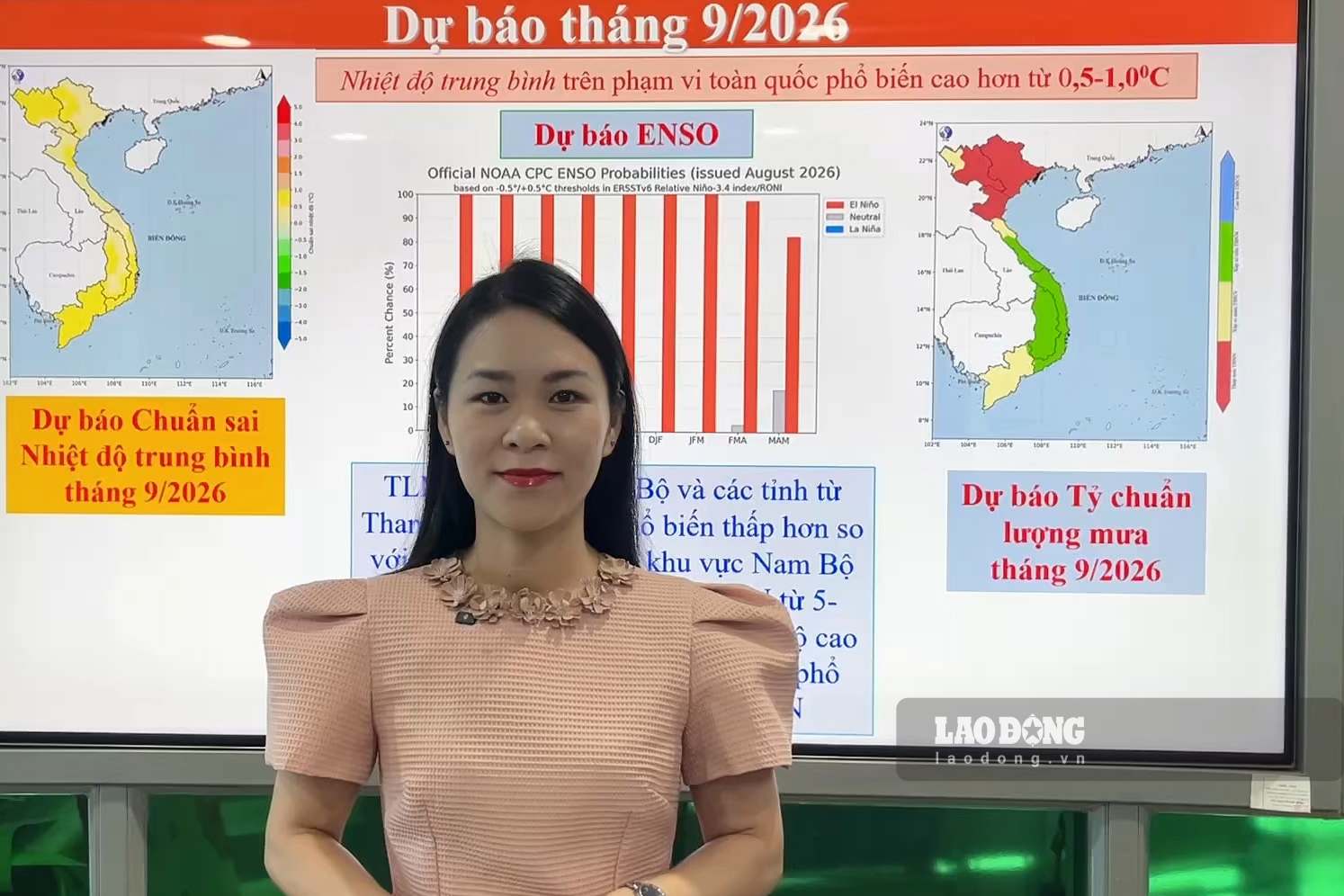 Bà Nguyễn Thanh Hoa cho biết, El Nino mạnh đến rất mạnh có thể tác động đến xu thế mưa và nhiệt độ trong các tháng tới. Ảnh: Quỳnh Hương