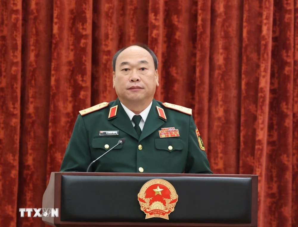 Thượng tướng Lê Quang Đạo, Phó Tổng Tham mưu trưởng Quân đội nhân dân Việt Nam, phát biểu tại buổi Lễ. Ảnh: TTXVN