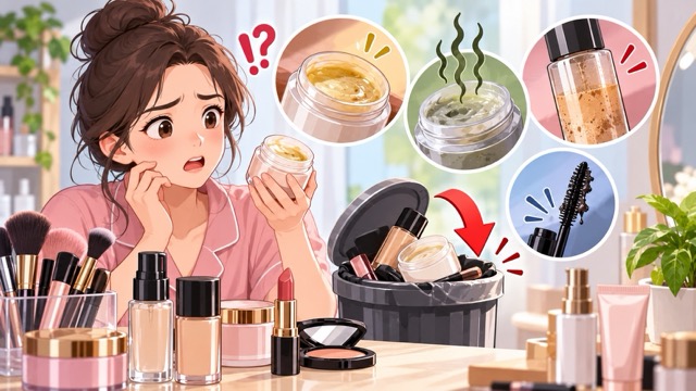 Color-changing cosmetics with strange odors may be a sign that the product is spoiled. Photo created by AI