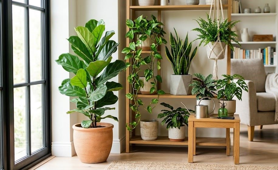 Understanding the characteristics of light and proper care will help you arrange green spaces in the house both beautifully and maintain long-term freshness. Photo supported by AI