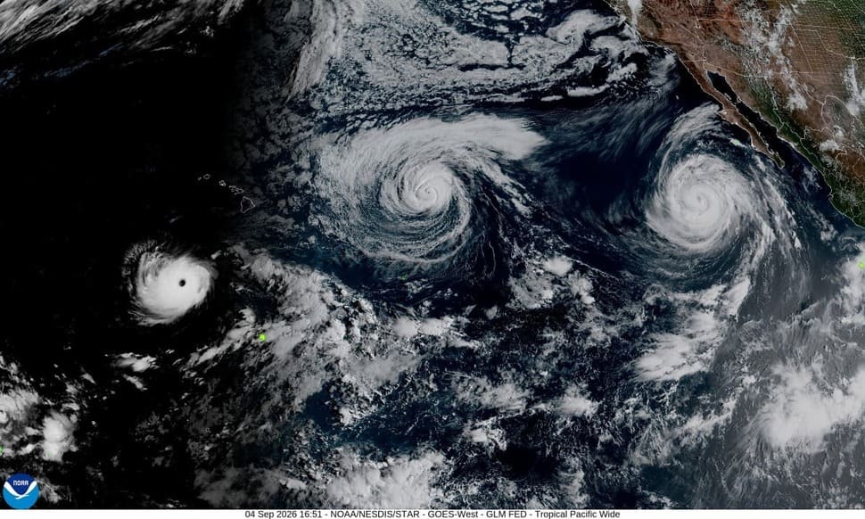 Three storms are raging simultaneously in the Pacific Ocean. Photo: AFP