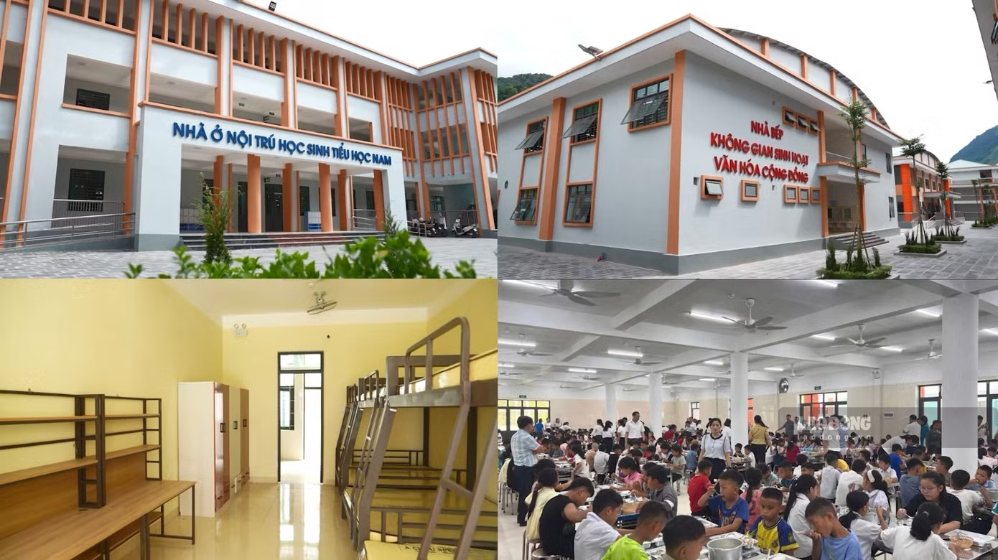 Khu nội trú và nhà ăn của các em học sinh. Ảnh: An Thịnh