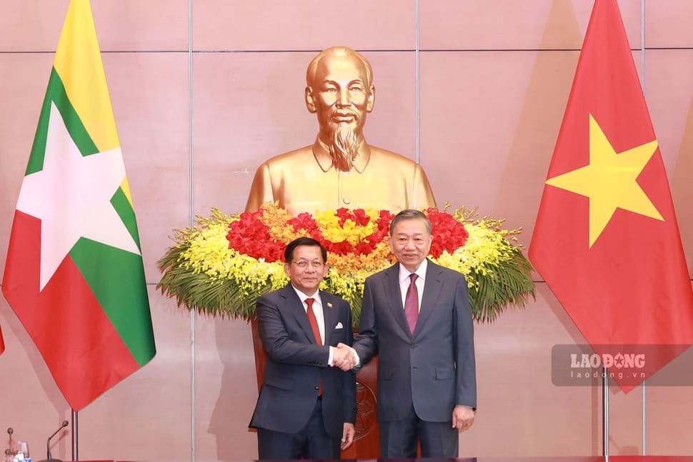 General Secretary and President To Lam and Myanmar President Min Aung Hlaing. Photo: Hai Nguyen