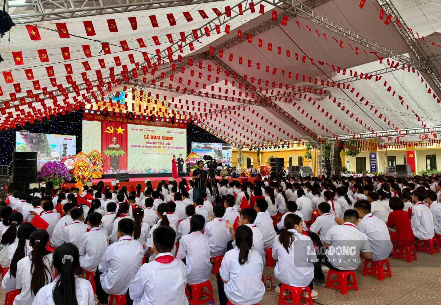 Lễ khánh thành Trường Tiểu học, THCS và THPT Minh Châu và khai giảng năm học mới 2026 – 2027. Ảnh: Hoài Anh