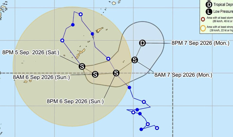 Dự báo đường đi và cường độ của bão Krovanh từ ngày 5-7.9. Ảnh: PAGASA