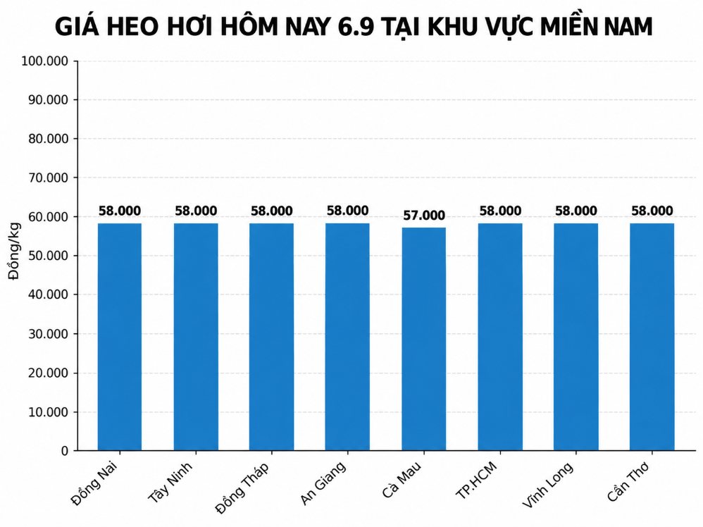 Giá heo hơi hôm nay tại miền Nam. Đồ họa: AI