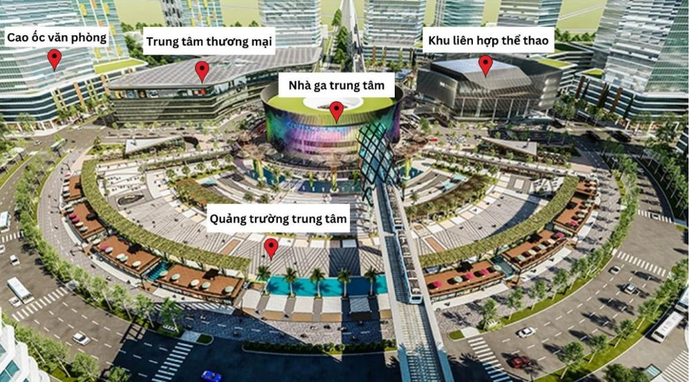 Ga S1 đặt tại vòng xoay nhà ga trung tâm A1, phường Bình Dương, thuộc khu vực trung tâm thành phố mới được quy hoạch phát triển thành khu văn hóa, thương mại - dịch vụ. Đây là điểm giao của các tuyến đường Hùng Vương, Lê Hoàn, Lê Duẩn, Thi Sách, Cao Thắng và Duy Tân. Ga được thiết kế trên cao 2 tầng, sử dụng ke ga đảo rộng 10 m. Nhà ga dài khoảng 150 m, rộng khoảng 34 m và bố trí 4 lối lên xuống.