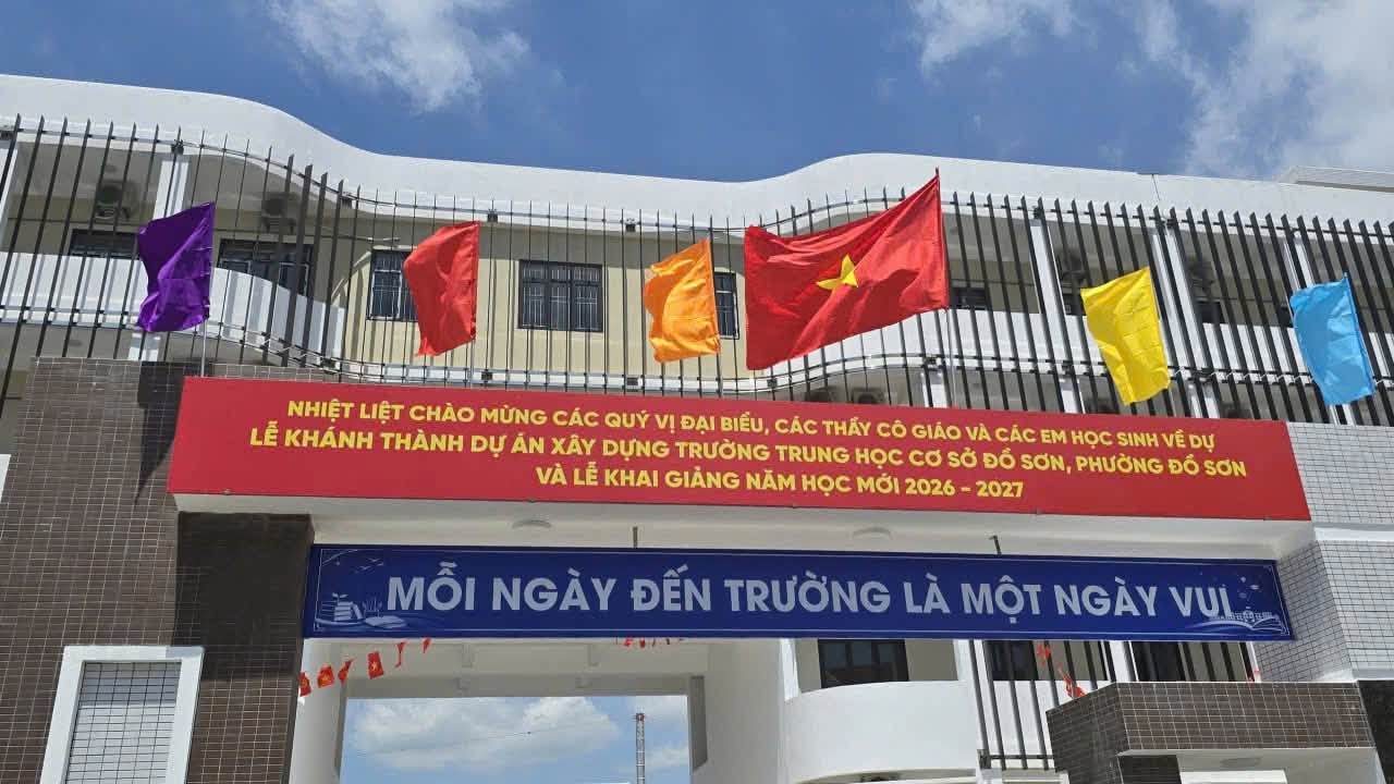 Công trình Trường THCS Đồ Sơn khánh thành đúng ngày khai giảng năm học 2026-2027. Ảnh: Phường Đồ Sơn