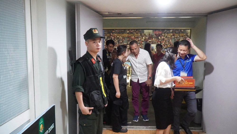 Công an TP Đà Nẵng triển khai lực lượng bảo đảm an ninh, trật tự tại Cung Thể thao Tiên Sơn trong thời gian diễn ra giải Pickleball World Cup 2026. Ảnh: Công an TP Đà Nẵng