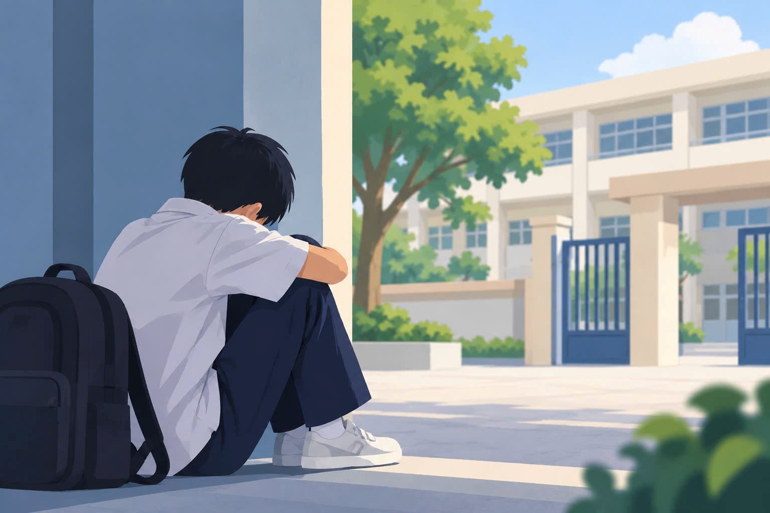 Công an thông tin vụ việc xảy ra tại trường học ở xã Thạnh An. Ảnh: Minh Tâm/Có sự hỗ trợ của AI