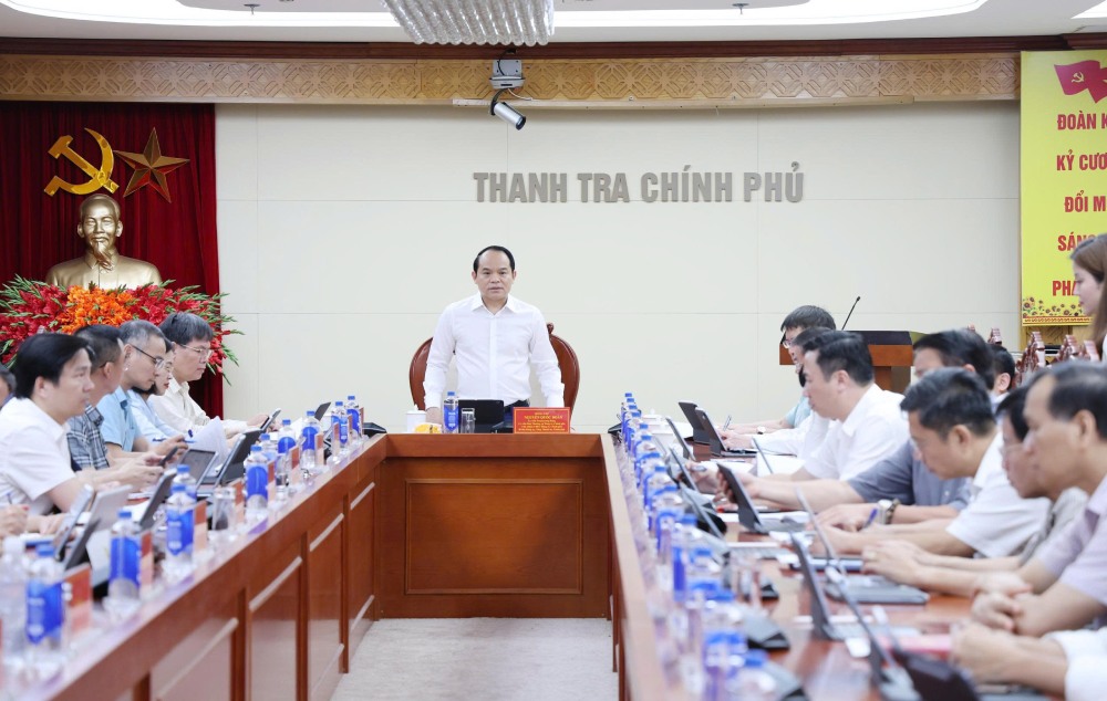 Inspector General of the Government Nguyen Quoc Doan chaired a department-level meeting in August, deploying key tasks 9 taking place on September 4. Photo: thanhtra. gov. vn