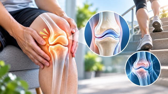 Knee joints that are noisy but not painful are usually not worrying. Photo created by AI