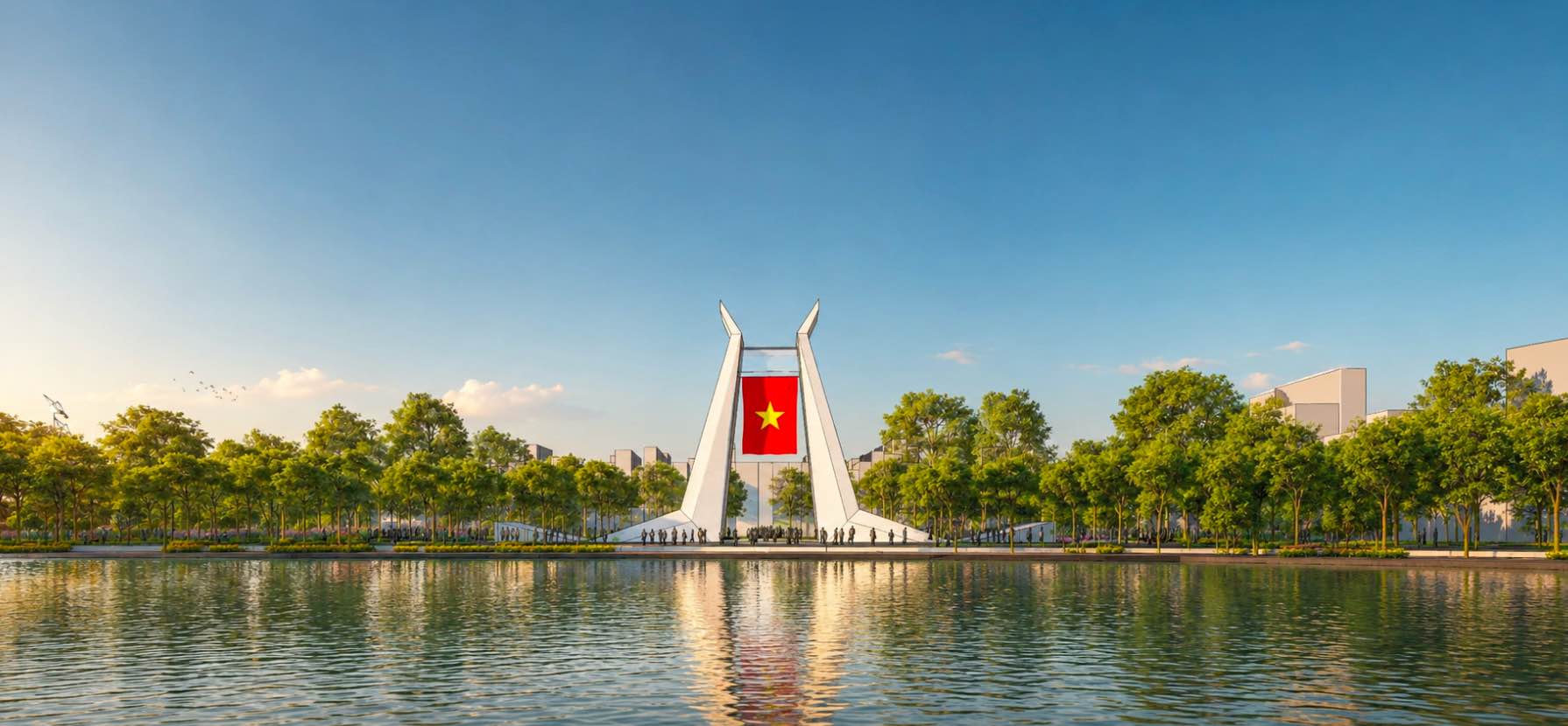 Phối cảnh Quảng trường Đông Kinh Nghĩa Thục - Quảng trường Hòa Bình.