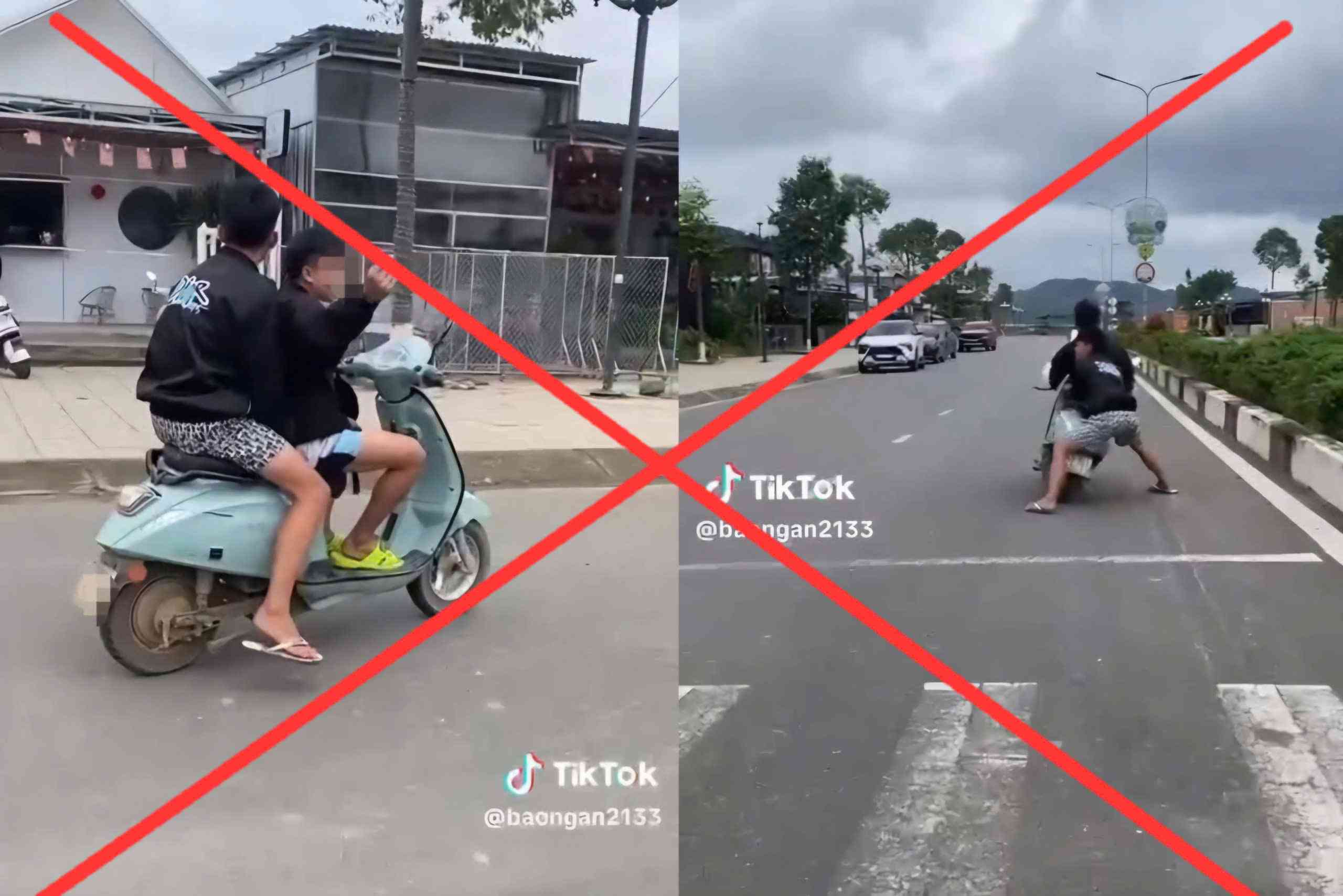電動バイクを運転する若者の違反写真。写真:ラムドン省警察交通警察署
