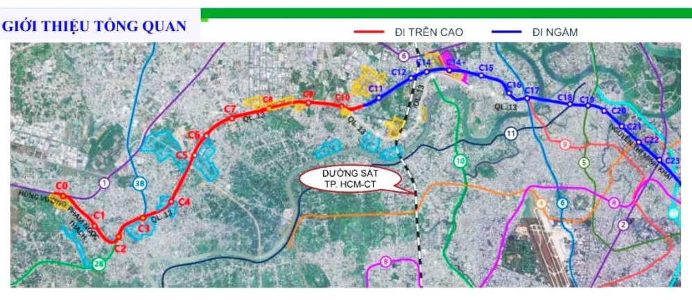 Hướng tuyến Metro Thủ Dầu Một - TPHCM. Ảnh: MAUR