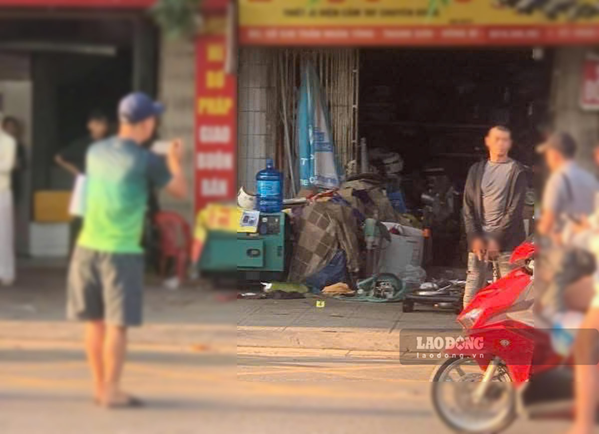 Người đàn ông đánh thanh niên trong clip có mặt tại hiện trường. Ảnh: N.H.L