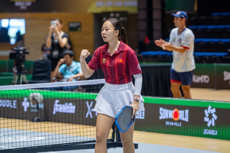 Athlete Sophia Phuong Anh at the 2026 World Cup pickleball tournament. Photo: CAND Club