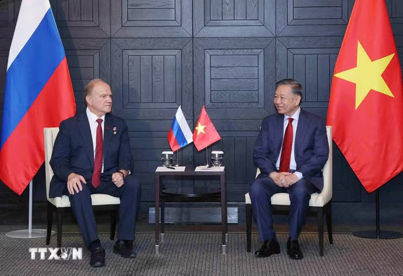 General Secretary and President To Lam receives Chairman of the Communist Party of Russia Gennady Zyuganov, afternoon of September 7 (local time). Photo: Thong Nhat/VNA