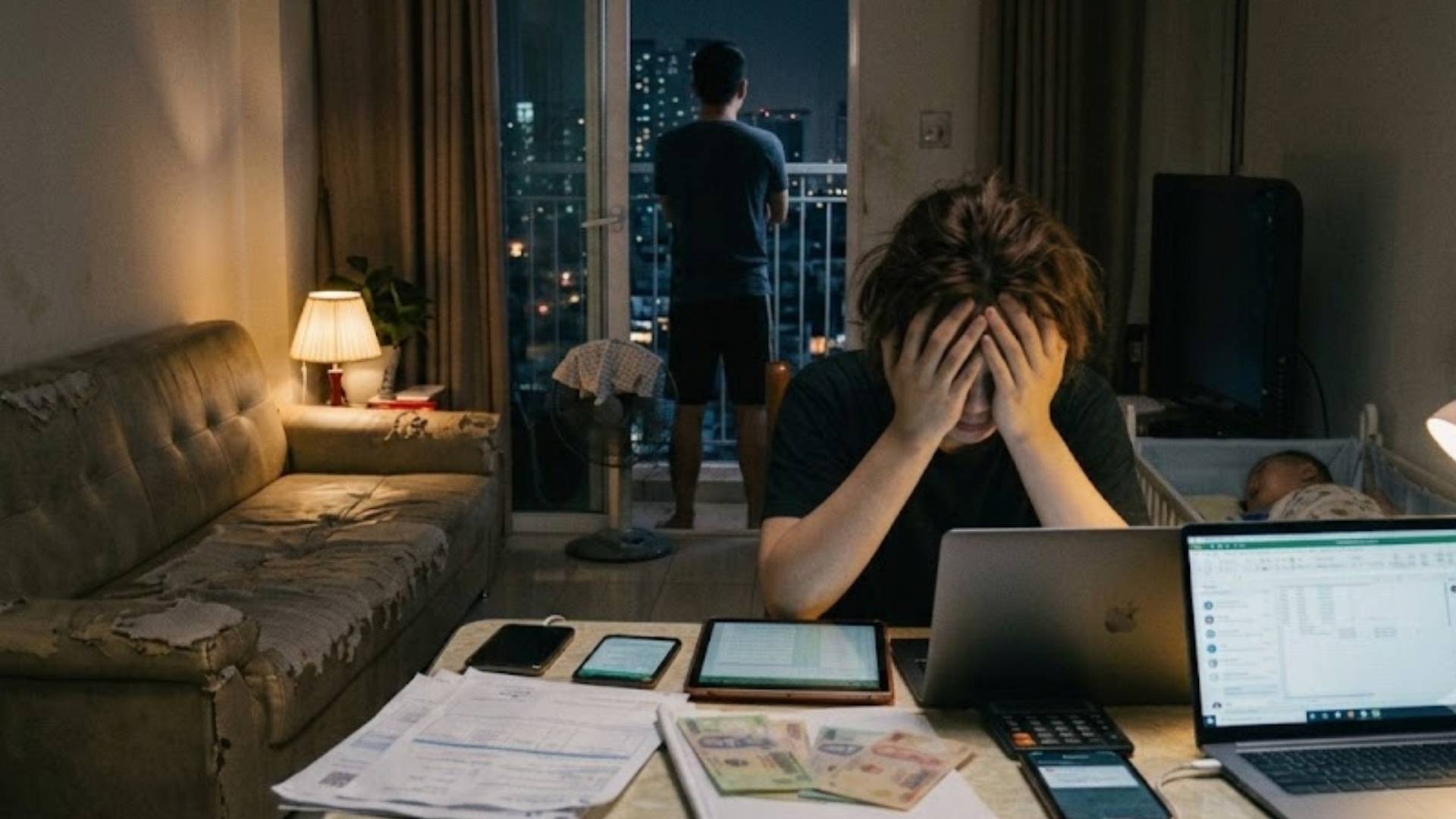 Financial conflicts become a major pressure in the young couple's marriage. Photo: AI