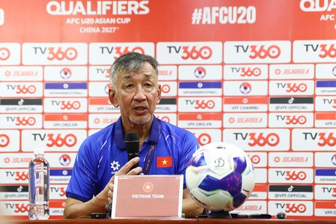 El entrenador Yutaka Ikeuchi de la sub-20 de Vietnam en la fase de clasificación para el Campeonato Asiático Sub-20 de 2027. Foto: VFF
