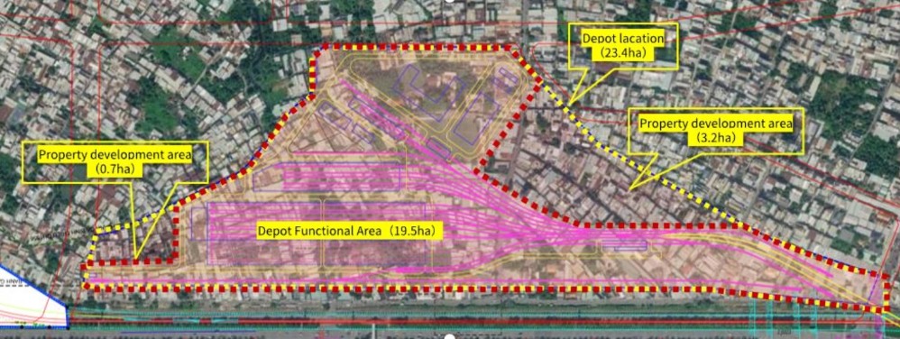 Depot Bình Triệu của tuyến Metro số 6 được đề xuất bố trí trên khu đất phía Tây ga ST10, phía Bắc tuyến đường sắt hiện hữu, với diện tích khoảng 23,4ha. 