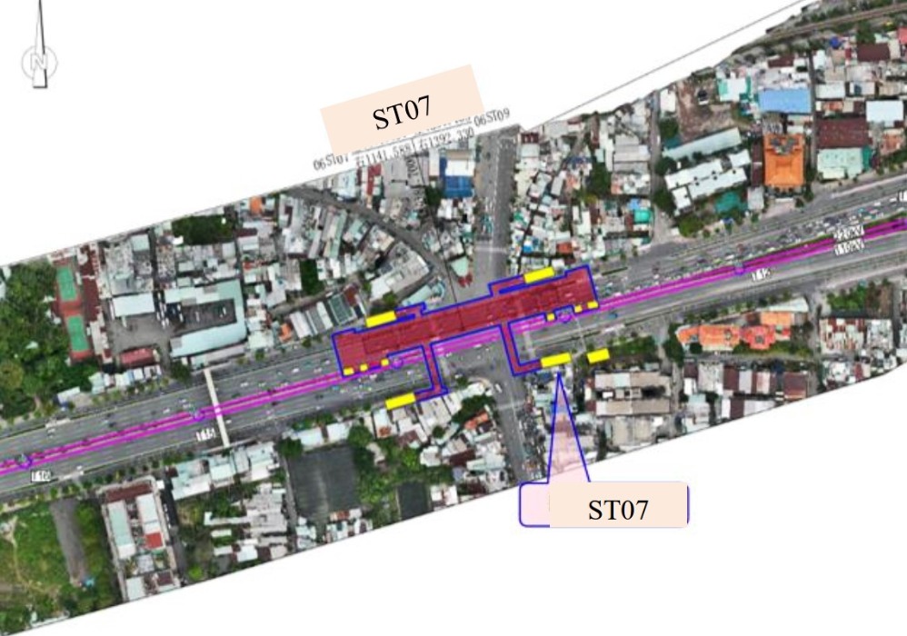 Ga ST07 (Ga Nguyễn Xí) nằm tại nút giao Phạm Văn Đồng - Đặng Thùy Trâm, bố trí phía bắc đường Phạm Văn Đồng theo hướng Đông - Tây.