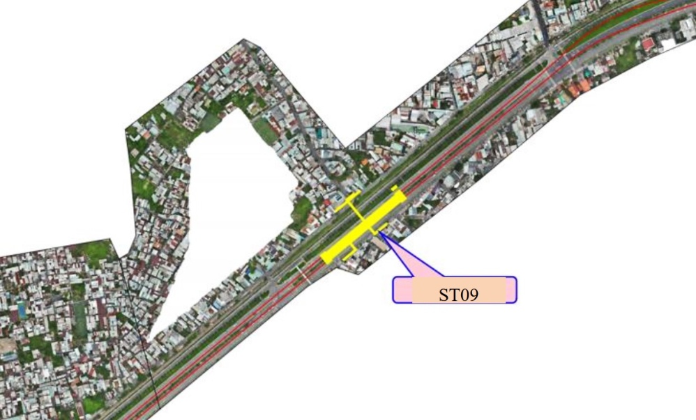 Ga ST09 (Ga Bình Triệu) nằm tại nút giao Phạm Văn Đồng - đường số 26, bố trí dọc đường Phạm Văn Đồng theo hướng Đông Bắc.