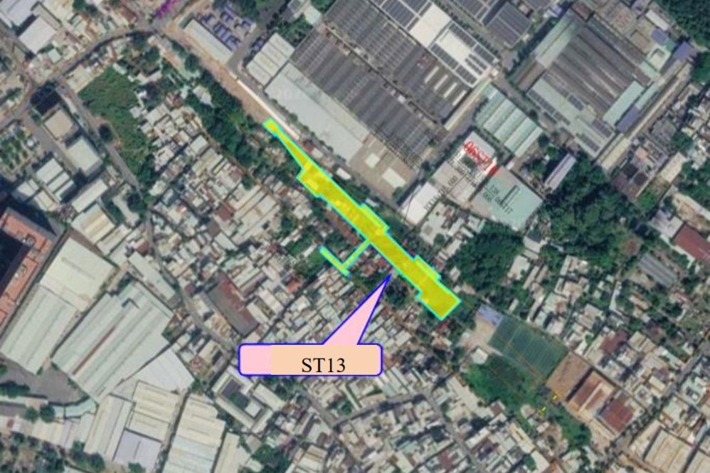 Ga ST13 (Ga Tăng Nhơn Phú) nằm gần đường Dương Đình Hội, bố trí dọc tuyến Vành đai 2.