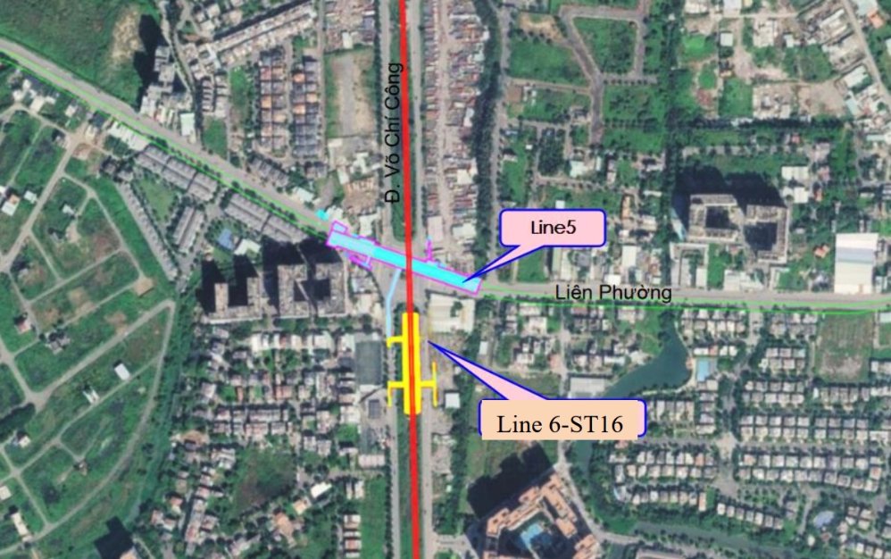 Ga ST16 (Ga Liên Phường) nằm phía Tây Bắc nút giao Võ Chí Công - Liên Phường, bố trí dọc đường Võ Chí Công. 