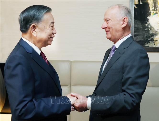 General Secretary and President To Lam receives Assistant to the President, Chairman of the Russian Federation Council of the Sea Nikolai Patrushev. Photo: VNA