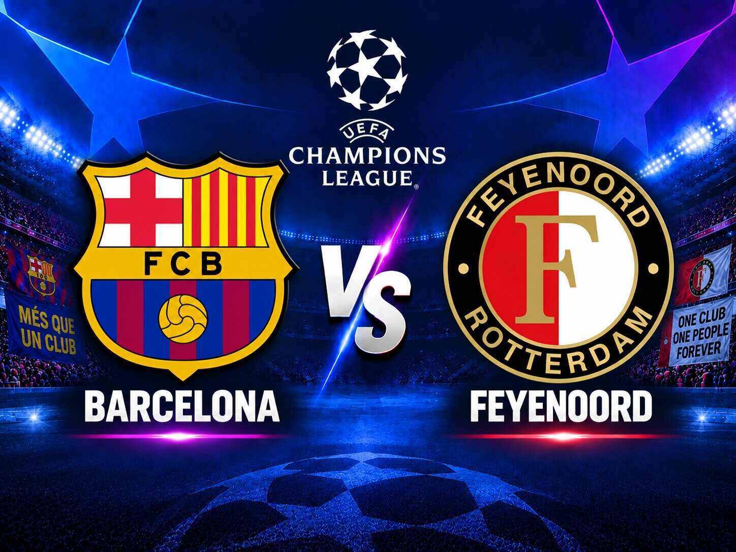 Comment on Barcelona vs Feyenoord in the Champions League.  Graphics: Van An