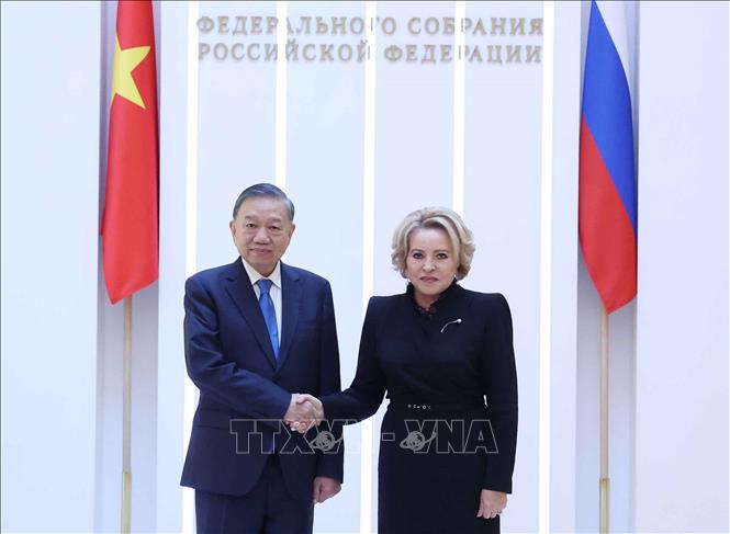 General Secretary and President To Lam meets with Chairwoman of the Federation Council of the Russian Parliament Valentina Matvienko. Photo: VNA