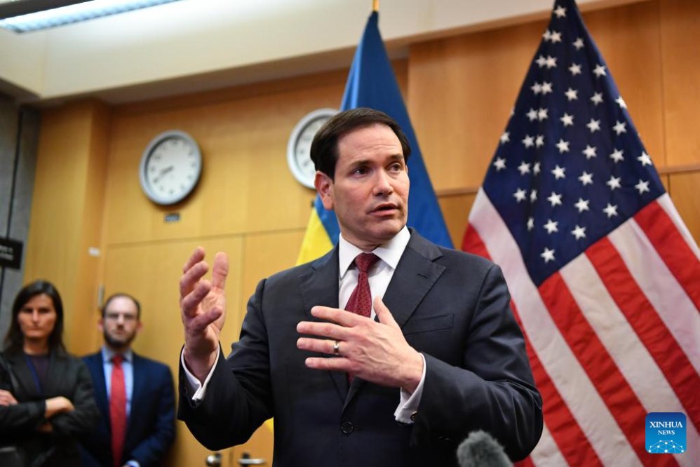 US Secretary of State Macro Rubio spoke in November 2025. Photo: Xinhua