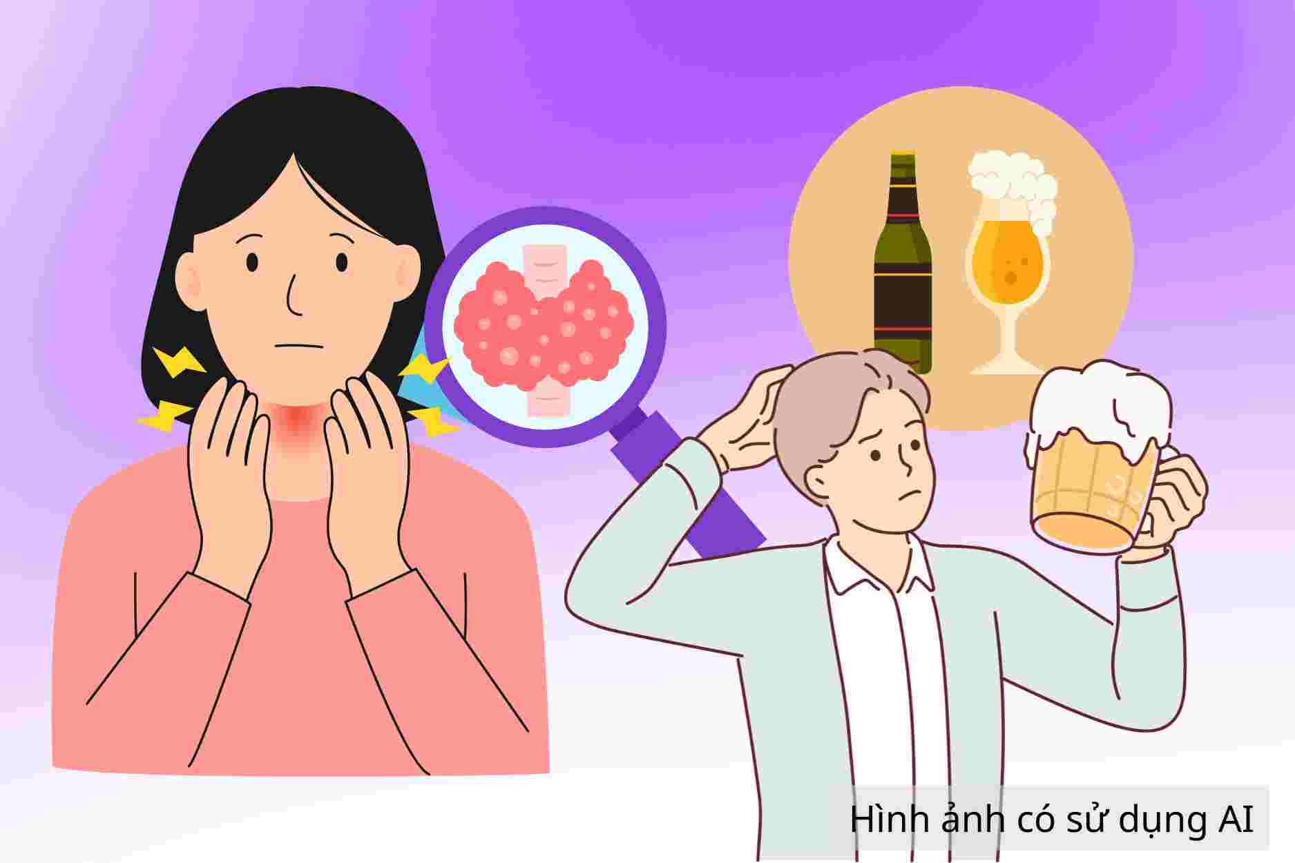 How alcohol affects thyroid patients. Photo created by AI