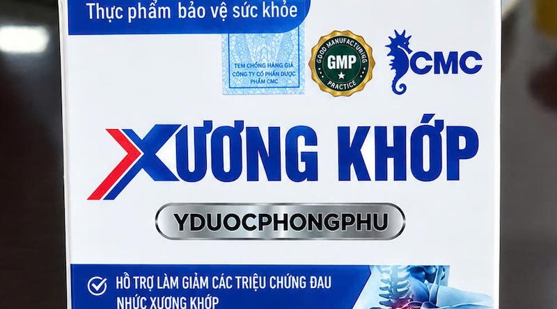 Box of YDUOCPHONGPHU bone and joint health protection food product taken in August 2026. Photo: Han Nguyen