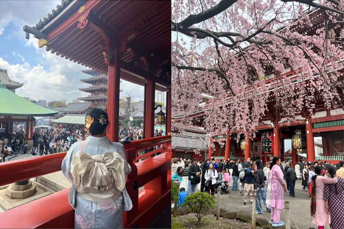 Chùa Sensoji nổi bật với cổng Kaminarimon và chiếc đèn lồng đỏ đặc trưng ở Asakusa, Tokyo. Ảnh: Phương Anh  